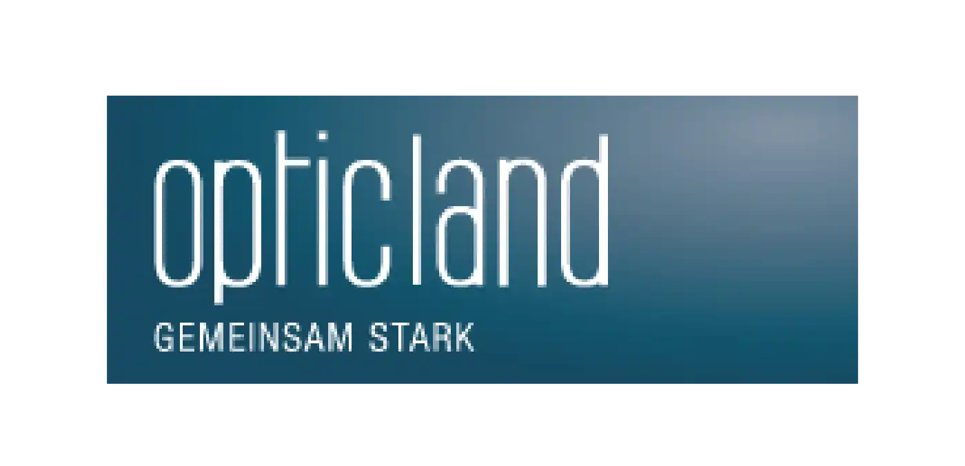 Logo von Opticland mit dem Schriftzug und dem Slogan „Gemeinsam stark“